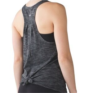 LULULEMON Salute The Sun Tie Back Yoga Athletic Tank Top Heather Black Size S